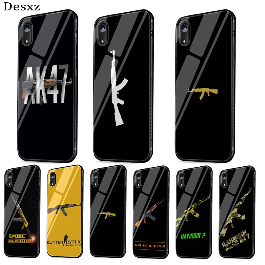 AK47 Pistoletu Coque Grūdintas Stiklas Telefono dėklas skirtas Iphone 11 12 mini Pro Max X XS MAX XR SE 5 5s 8 7 Plius 6 Dangtis