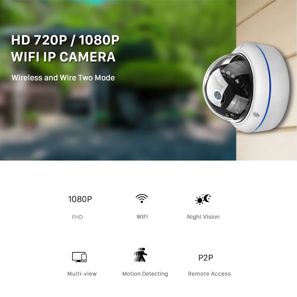 ANBIUX 1080P Wifi Kamera, 32G, SD Kortelės ONVIF IP Kamera 2MP, 1MP IR 20M Naktinio Matymo Metalo Vandal-proof Lauko, Patalpų Kamera Yoosee