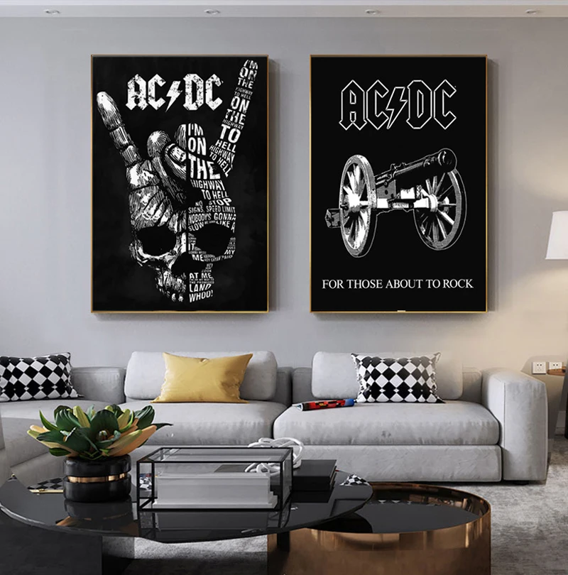 Abstrakti Tapyba Spausdinti AC DC Drobės tapyti Aliejumi Tapyba, Plakatas Modernios Sienos Meno Nuotrauka iš Svetainės arba Miegamojo Namų Dekoro