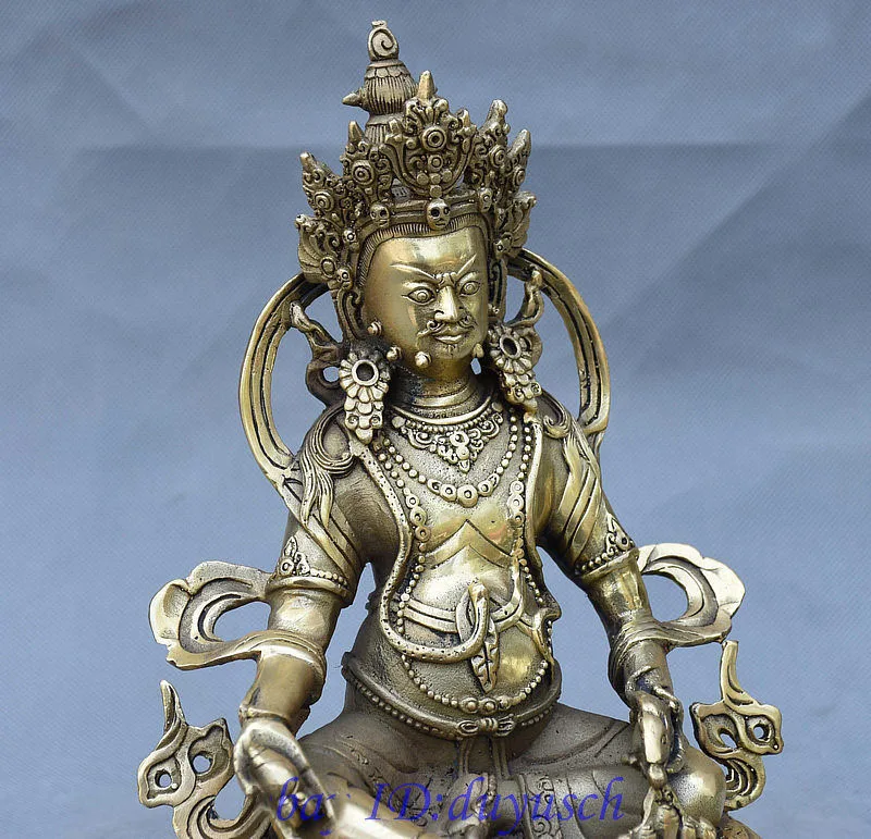 Amatų statula Tibeto Budistų Šventykla, Žalvario Turto Mammon Dievas Geltona Jambhala Budos Statula