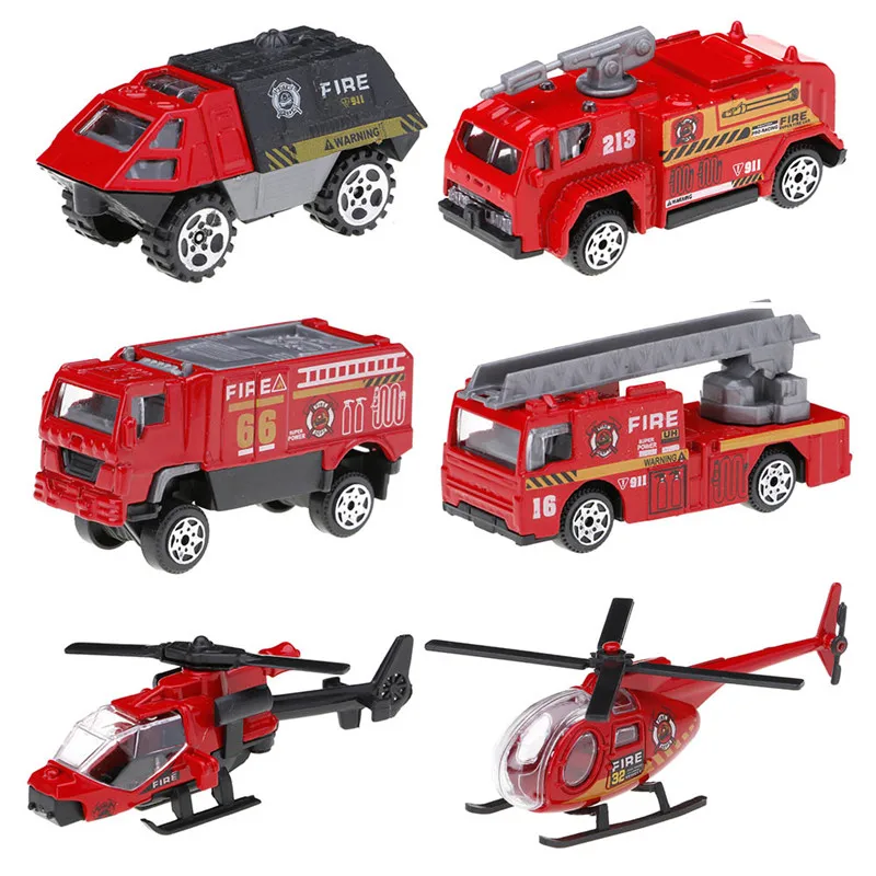 Aukštos Kokybės Lydinio, Automobilių Žaislų Rinkinys 6 Vnt. Miltary Fire Truck Swat Transporto priemonės, Mašinos Vaikams