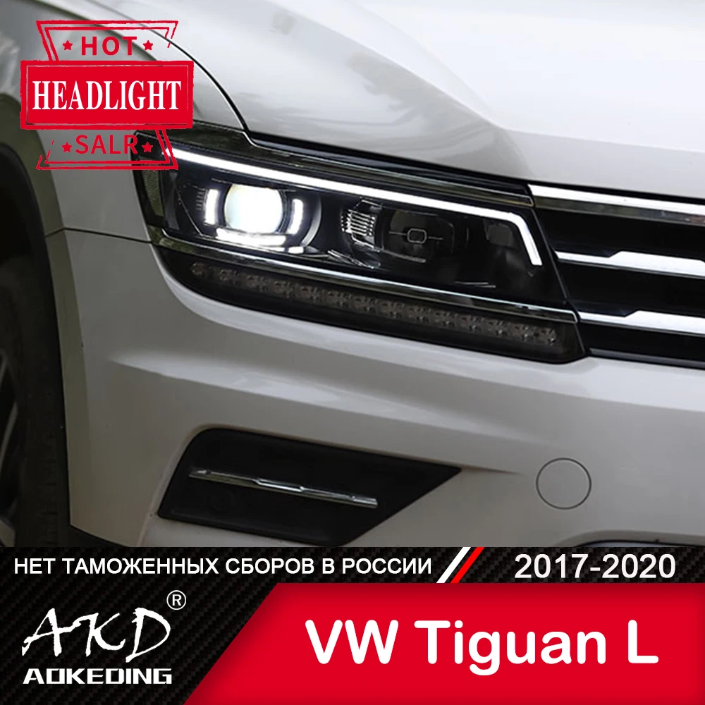 Automobilio VW tiguan L Žibintas 2017-2020 Automobilio Aksesuaras Rūko Žibintai Dienos Veikia Šviesos DRL H7 LED Bi Xenon Lemputės Tiguan L Žibintai