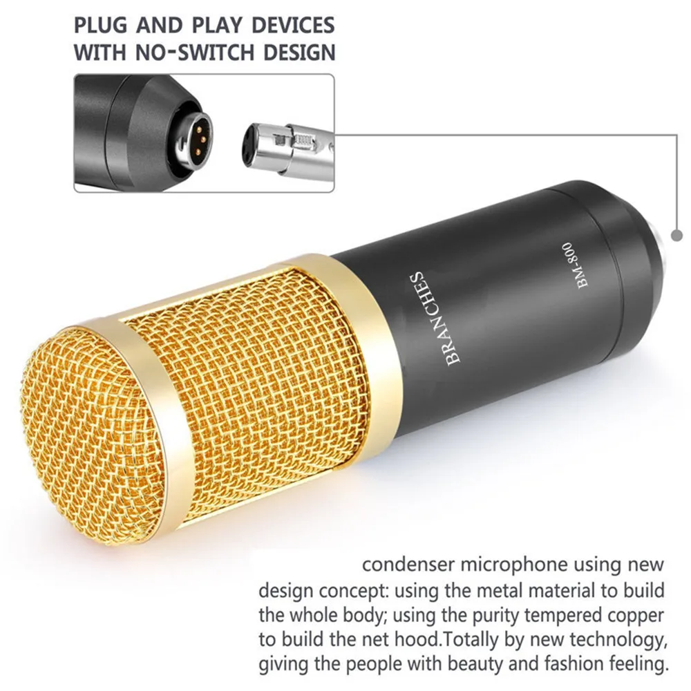 BM 800 karaoke mikrofonas BM800 studija kondensatoriaus mikrofon mic bm-800, KTV Radijo Braodcasting Dainavimo Įrašymo kompiuteris