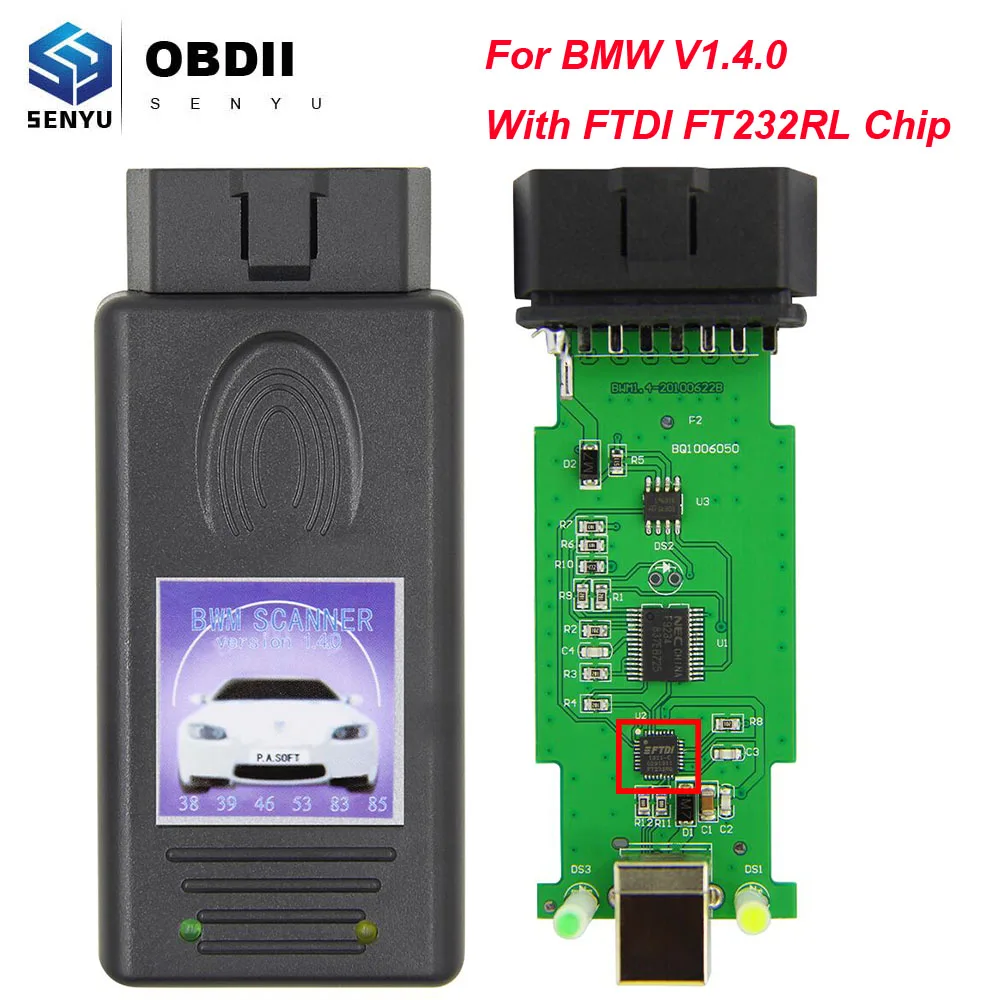 BMW OBD2 Scanner 1.4.0 FTDI FT232RL OBD2 OBD Automobilių Diagnostikos Auto Įrankis Automotivo Skaitytuvas Kabelis Atrakinta Versija BMW 1.4