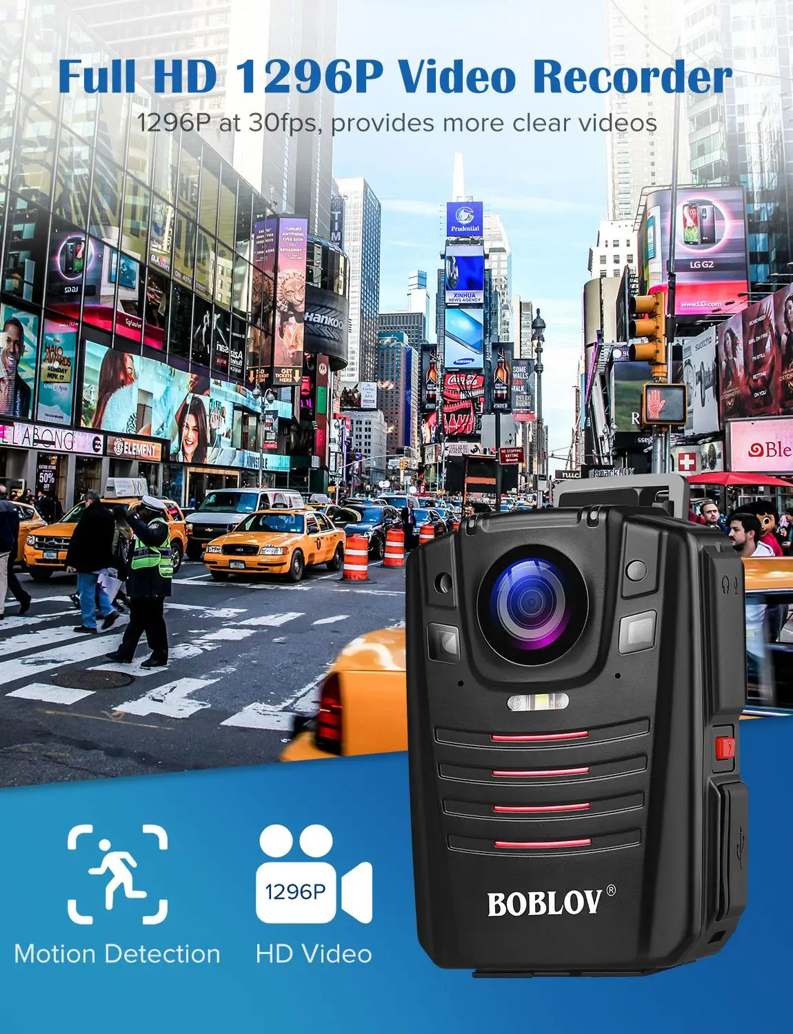 BOBLOV HD66-07 Įstaiga, Policijos Vaizdo Kamera, DVR 64GB Teisėsaugos Cam 16X digital zoom 170 Plataus Kampo Naktinio Matymo Kišenėje Kameros
