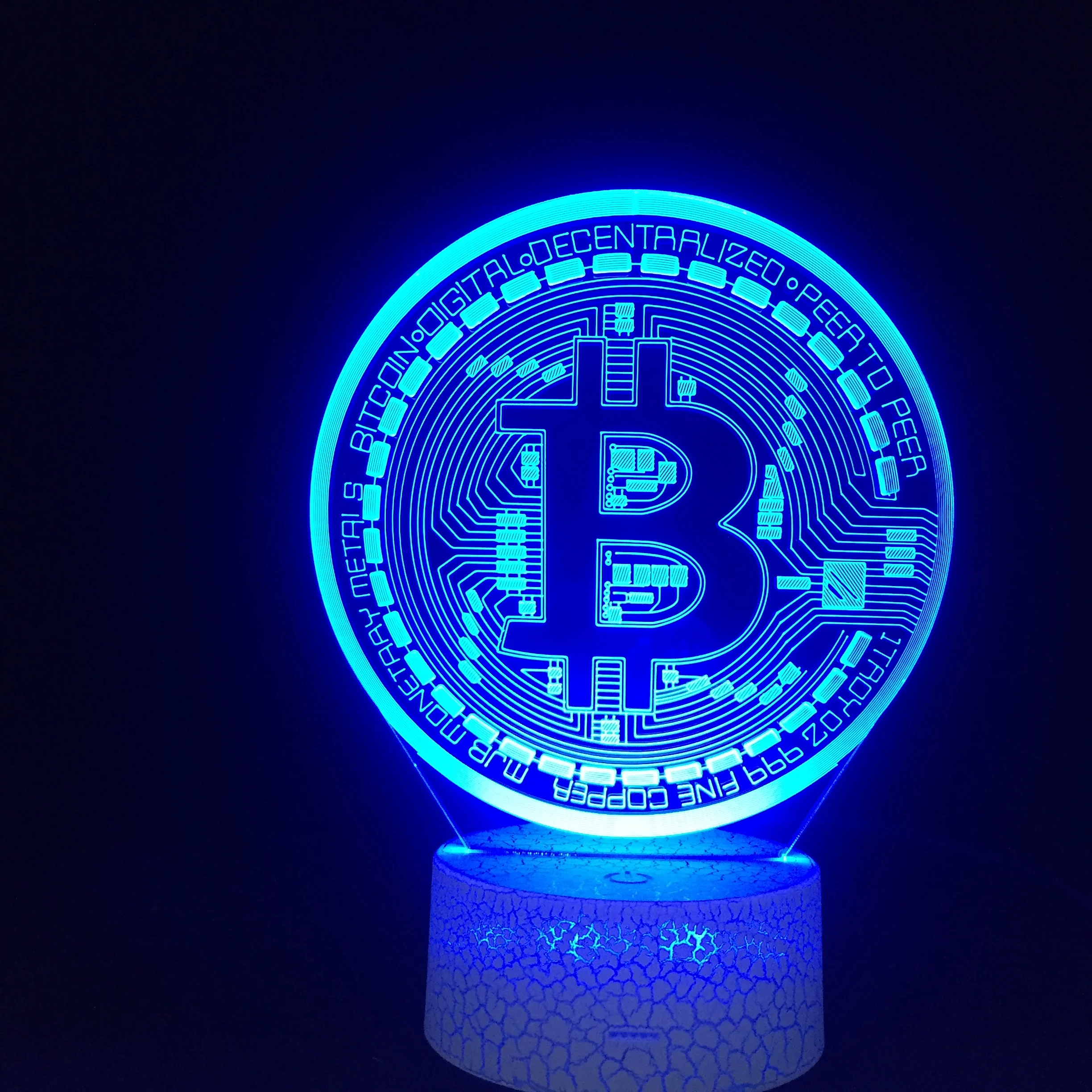 Bitcoin 3d LED Nakties Šviesos Usb Palieskite Jutiklio Spalvų Keitimas Naujiena Apšvietimo Vaikas Vaikas Atostogų Dovanų Miegamojo Puošimas Dropshipping