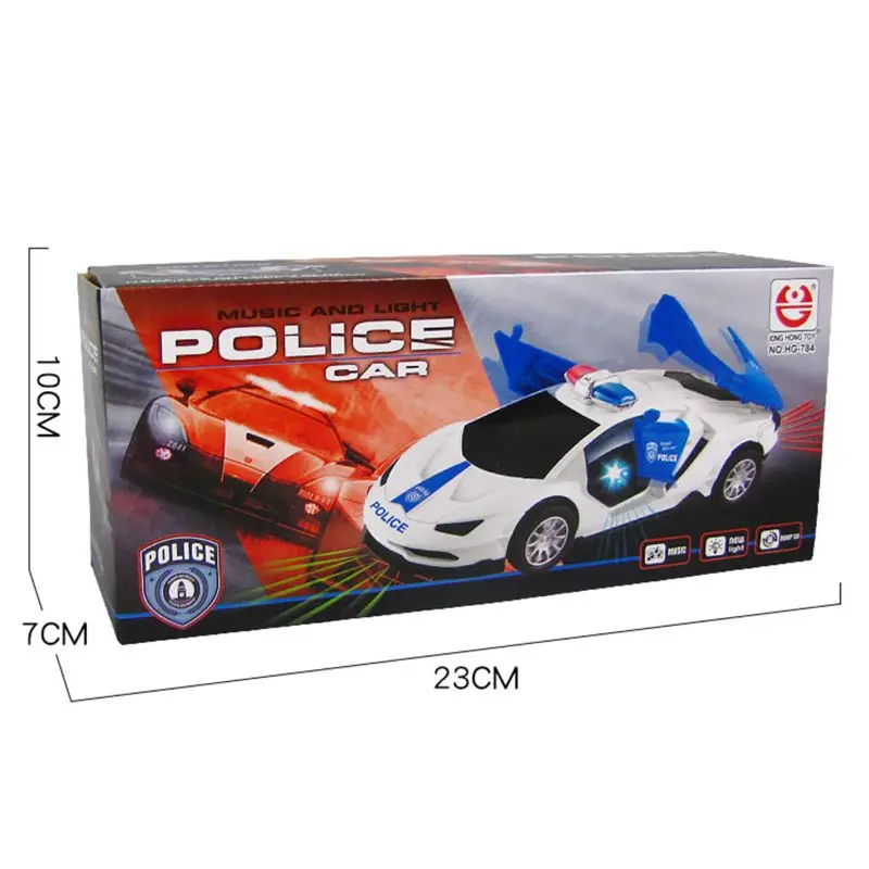 Bump & Go Elektros Policijos Automobilį Live Action Deformacijos Žaislas su Šviesos ir Garsai