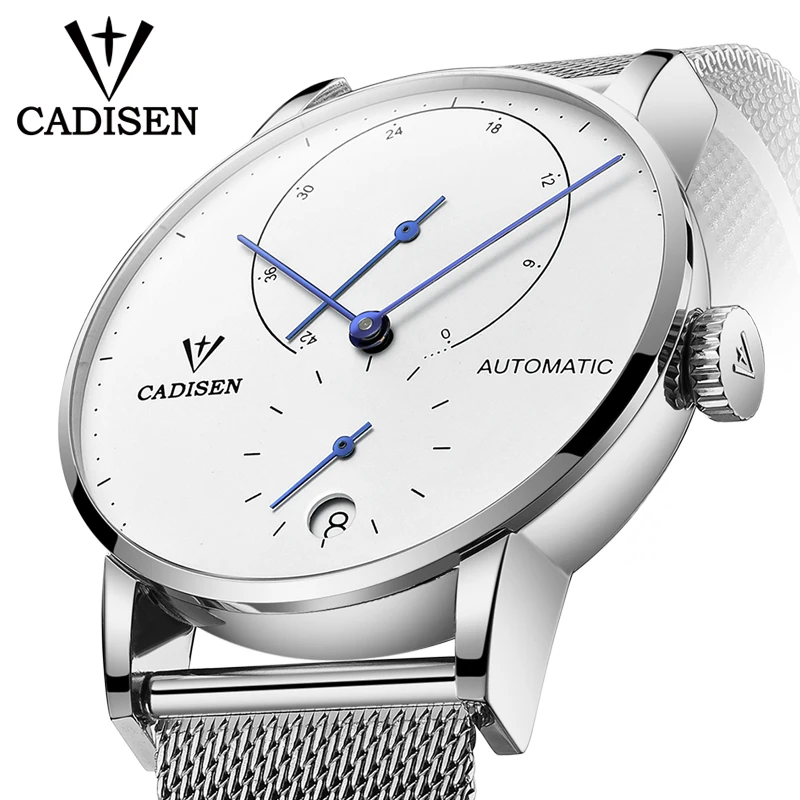 CADISEN Top Mens Watches Top Brand Prabangus Automatinis Mechaninis laikrodis Vyrų Mados laikrodžiai Sporto laikrodis atsparus Vandeniui 5ATM Kalendorius