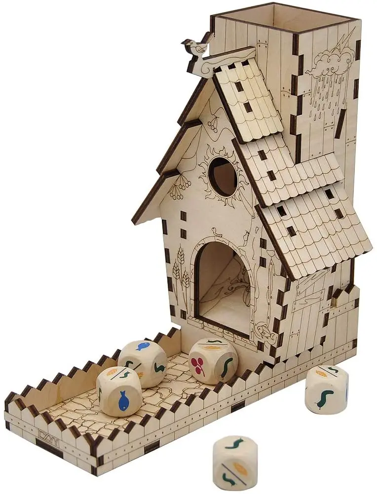 CZYY Paukščių Lesyklėlę Dice Tower su padėklu Medienos pjovimas Lazeriu, Puikiai tinka Sparnų ir Kiti Stalo Žaidimai
