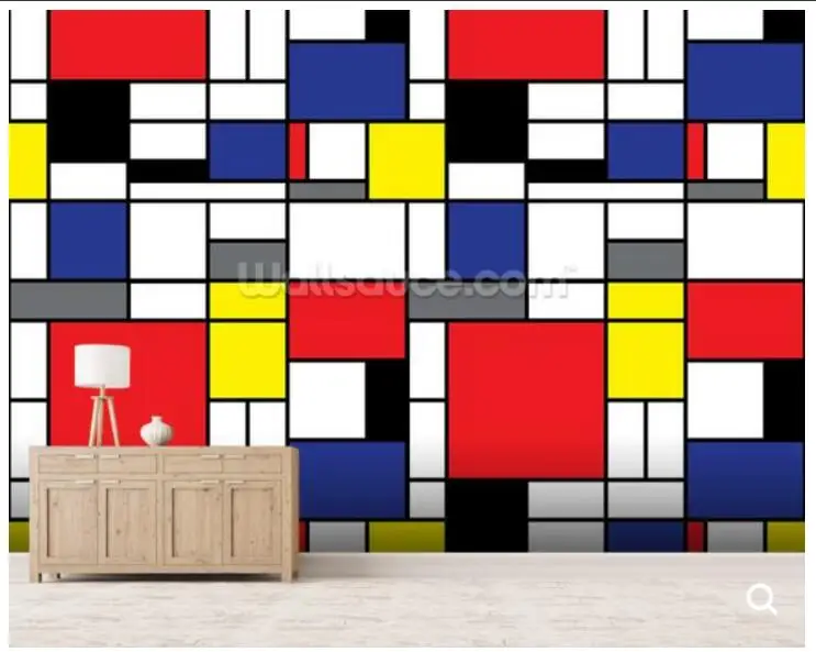 Custom abstraktūs tapetai,Mondrian,dailės freskos naudojami kambarį biuro sofa fone, sienos, Namo apdailos tapetai