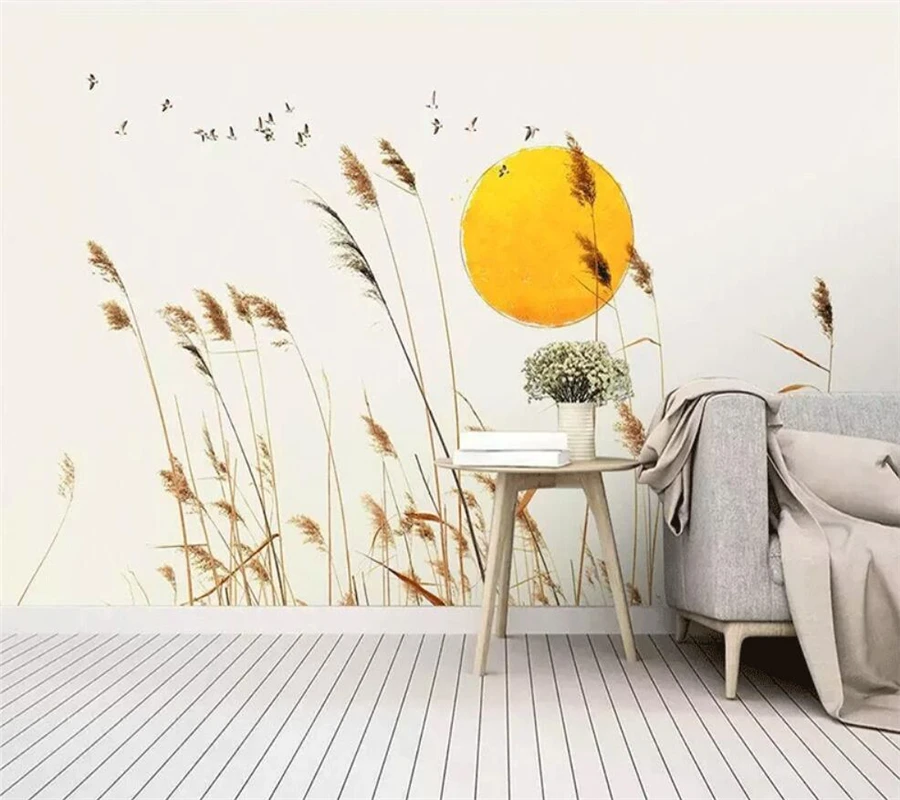 Custom freskos 3d mažų šviežių nendrių tapetai Šiaurės minimalistinio modernaus minimalistinio kambarį, miegamąjį, TV foną, sienos фото обои
