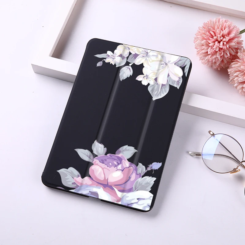 DIFFRBEAUTY Mielas Gėlių Ananasų Magnetas Flip Cover For Apple iPad 6 Case For iPad 2 Oro PU Odos Tablet Lankstymo Folio Atveju