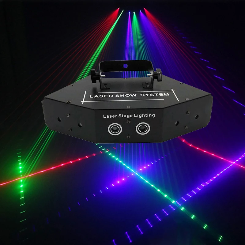 DMX RGB Nuskaityti Lazerio šviesos diodų (LED Skenavimo Scenos Apšvietimas Spalvinga 6 Objektyvo Skaitytuvas Lazerinis Projektorius Disco Šviesos DJ šviesos Efektas Lazeris