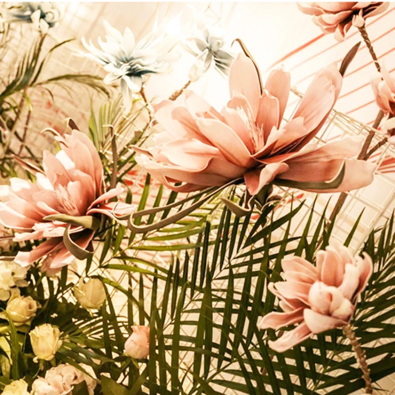 Didelis Putų Gėlių Milžinišką Magnolija Dirbtinių Gėlių Galvos Lauko Temą Vestuvių Fone, Dizaino Centras, Vitrinos Šaliai Dekoro