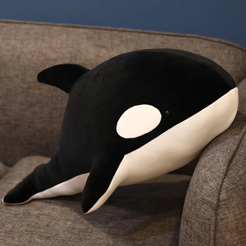 Didelis Žudikas banginių lėlės pagalvę banginis Orcinus orca juoda ir balta banginis pliušinis žaislas, lėlė ryklys vaikams, minkšti žaislai berniukams