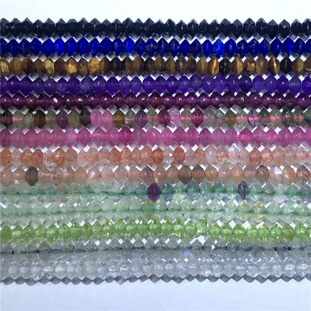 Didmeninė Natūralaus Akmens Rondelle Briaunuotas Tarpiklis Prarasti Karoliukai 2x3mm Maža Žavesio Crystal 
