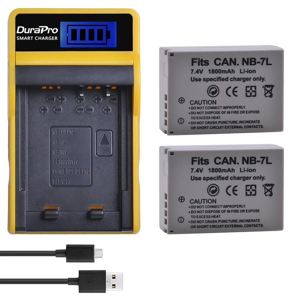 DuraPro 1800mAh NB-7L NB7L NB 7L Li-ion Baterijos Įkroviklio Rinkinys Neprivaloma Canon PowerShot G10 G11 G12 SX30 SX30IS Skaitmeniniai Fotoaparatai