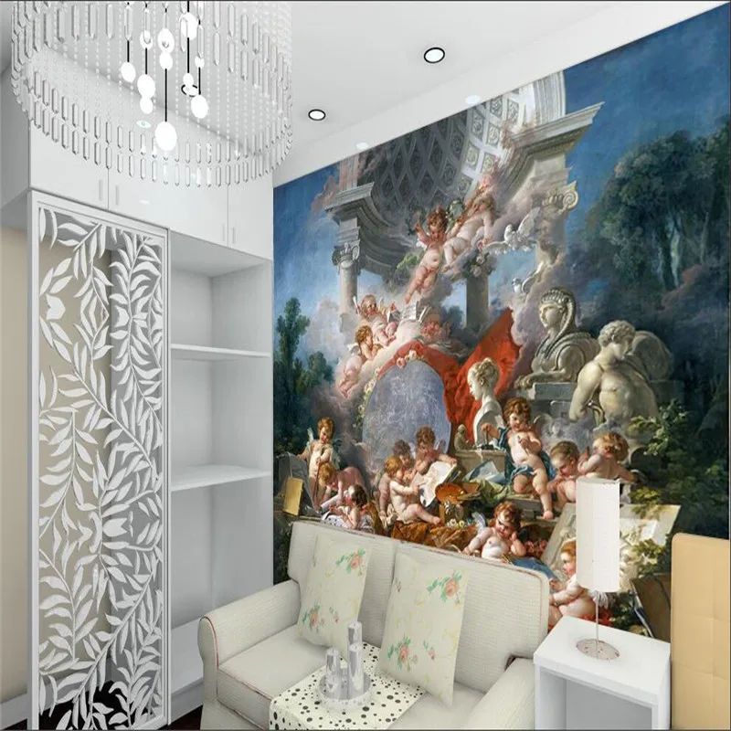 Europos Angelai Aliejaus Tapybai 3D Foto Tapetai Freskomis Viešbučio Restoranas Kambarį Miegamojo Sienos 3D Sienų Dokumentai Namų Dekoro