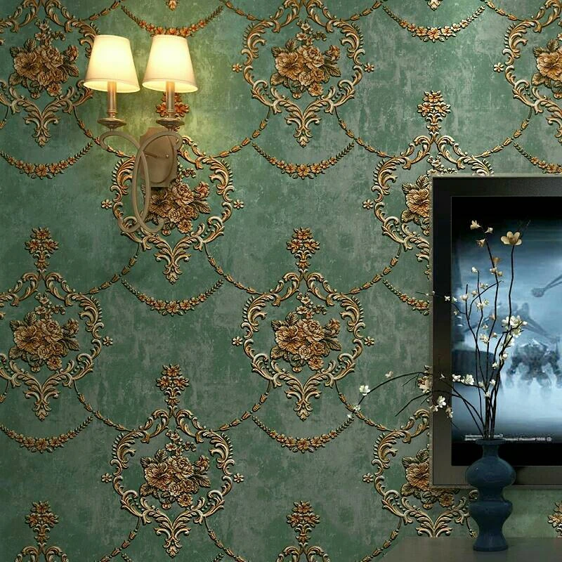 Europos Sielovados Damask 3D Gėlių ekrano Užsklanda Sienos Miegamojo kambarį Dekoro Įspaustu Rožinės Raudonos 3D Gėlių Sienos popieriaus Rulonų