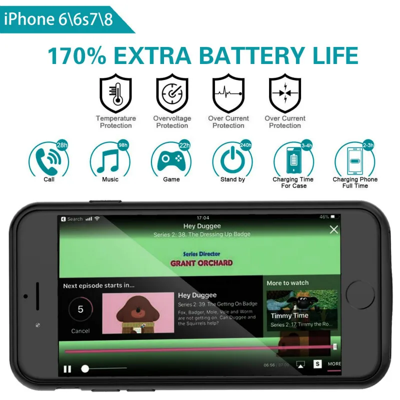 Extpower Baterijos Kroviklis Išorės Atgal Pack Atveju iphone 6 6s 7 8 Baterijos energijos banko Atveju iphone 6 6s 7 8 Plius Baterija