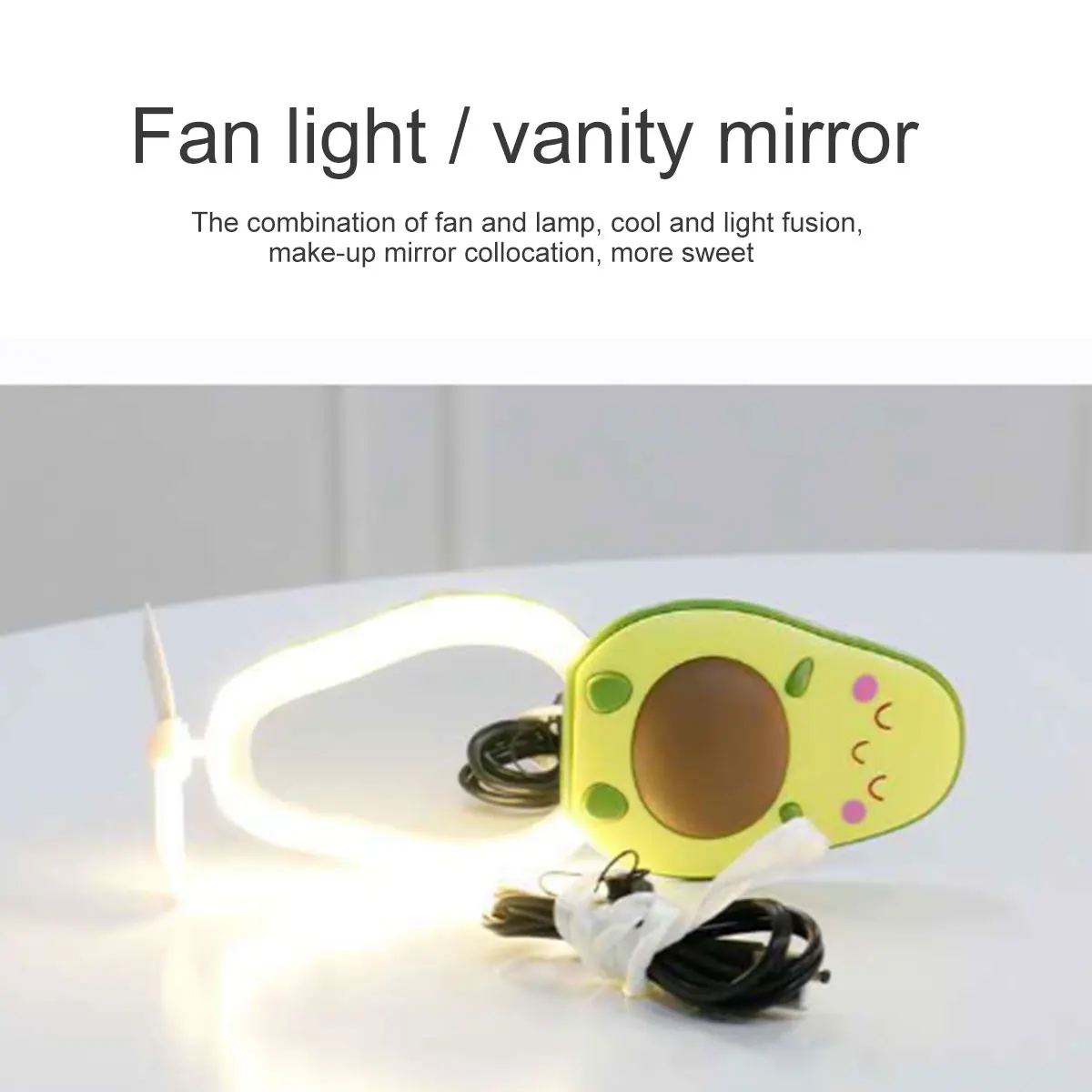 FAROOT Kosmetinis Veidrodėlis Vaisių Mini Tipas Daugiafunkcinis Kosmetinis Veidrodėlis Su Ventiliatoriumi Nešiojamą USB Įkrovimo Ir Užpildyti Šviesos Į Vieną