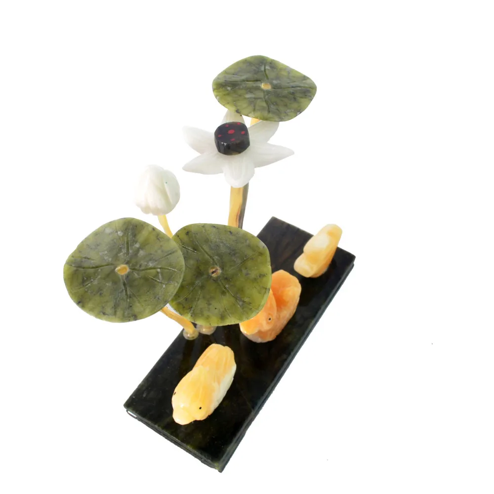 Feng shui Gamtos Jade akmuo Lotus Augalų W Poros Mandarinų Antys - Meilė J2086