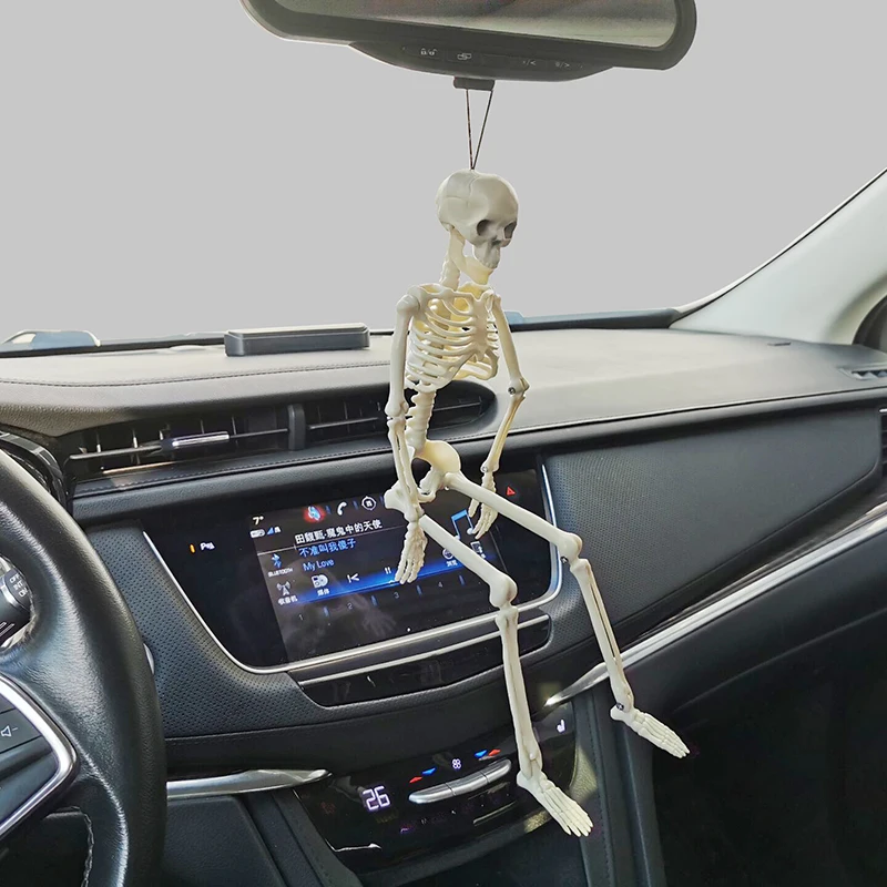 Galinio vaizdo veidrodis pakabukas žmogaus 40cm skeleto modelio automobilių apdailos Helovinas rekvizitai Kaulai Automobilio interjero priedai