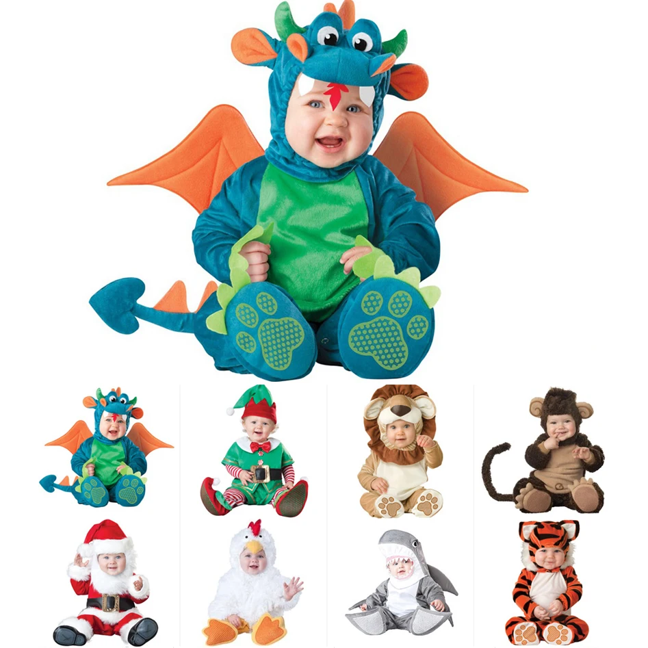 Geros Kokybės Naują Atvykimo Kūdikių Berniukų ir Mergaičių Helovinas Dinozauro Kostiumo Rompers Vaikams Drabužių Rinkiniai Bamblys Co-splay Triceratopsas