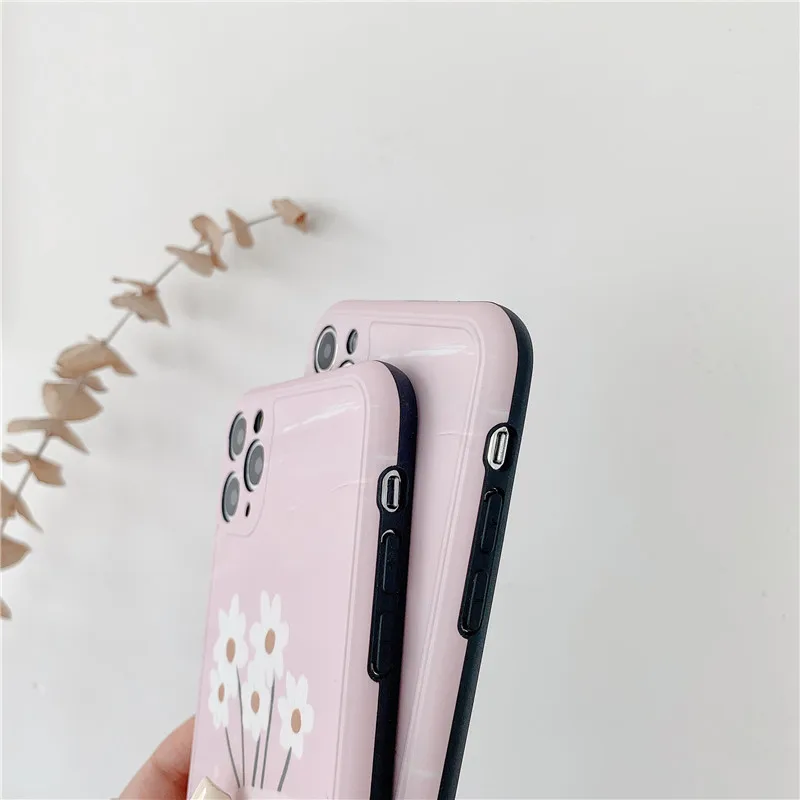 GlamPhoneCase Pink Gėlių Telefoną Atveju iPhoneSE 2 11Pro/Max X XS Max XR Minkštas Silikoninis Dangtelis iPhone11 7 8Plus Atveju