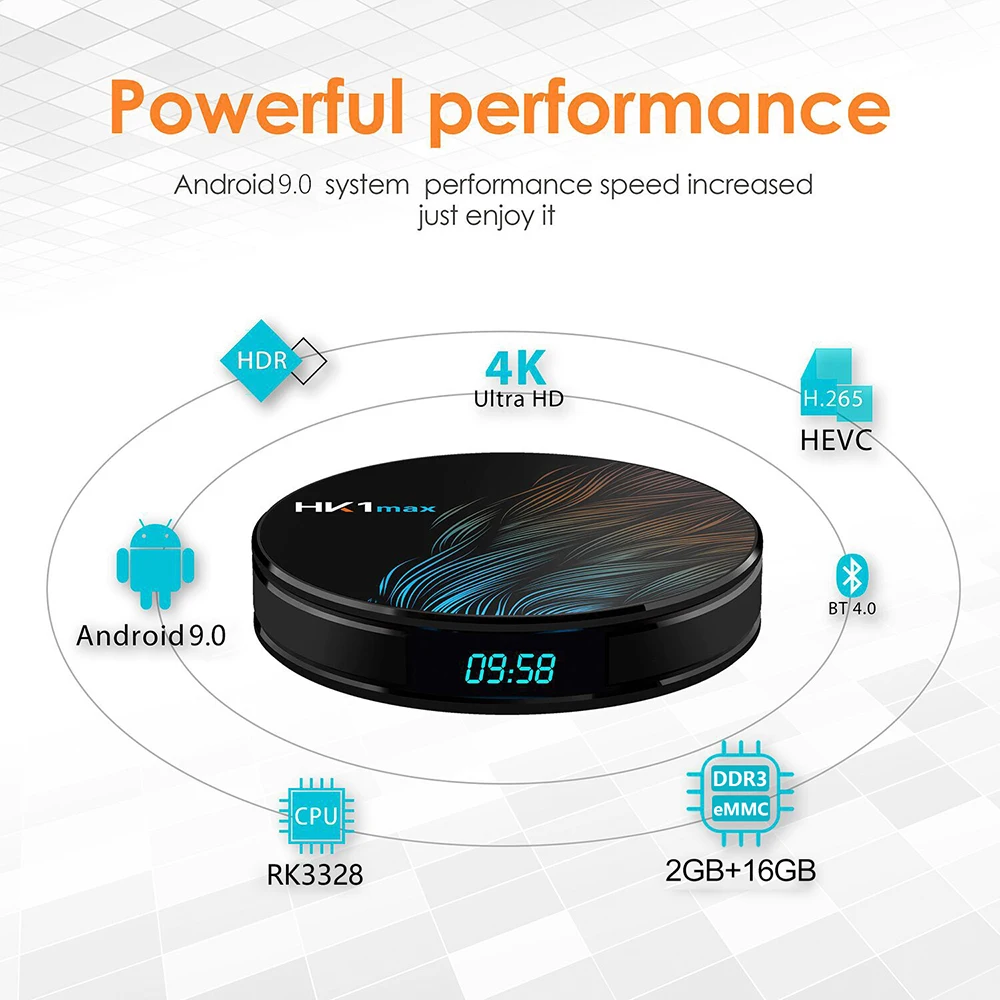 HK1 MAX Mini Android 9.0 Smart TV Box RK3328 2G+16G Dual Belaidžio WiFi, 3D, 4K Tinklo Media Player 
