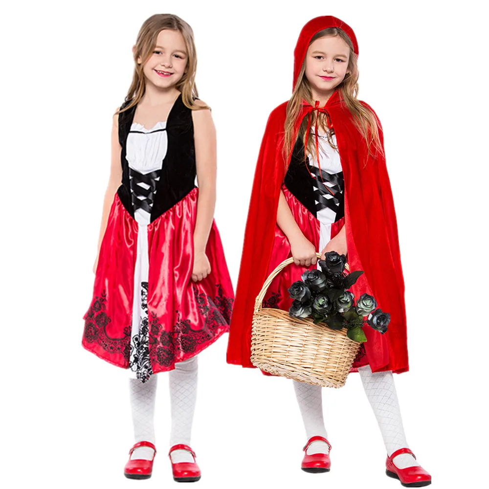 Helovinas Little Red Riding Hood Kostiumas Vaikams Fantasia Vaikų Mergaičių Veiklos Cosplay Filmo personažas Išgalvotas Suknelė