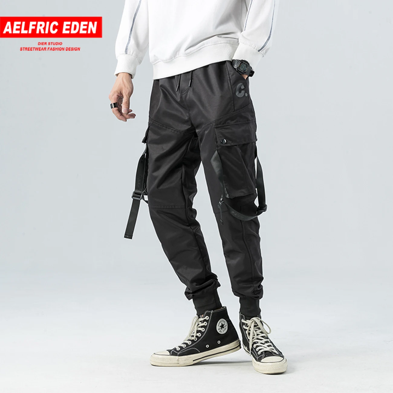 Hip-Hop Juostelės Grobis Multi Kišenės Kelnės Vyrams 2020 Streetwear Negabaritinių Palaidi Kelnės Atsitiktinis Haremas Vyrų Krovinių Kelnės