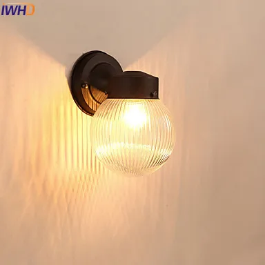 IWHD American Vintage Sienos Lempos Stiklo Atspalvį LED Laiptų Apšvietimas Wandlamp Sienos Sconce Apliques Sumalti Retro Sienų apšvietimo Įranga
