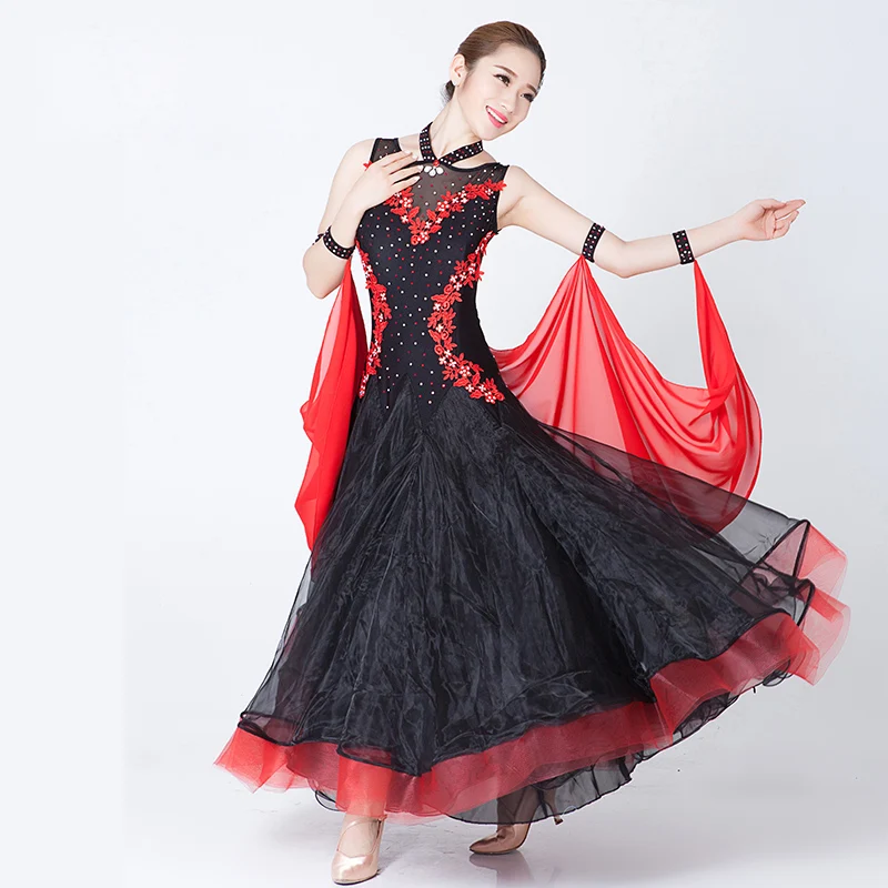 Individualų moterų Berankovis Sportinių Šokių Suknelės seksualus Valsas tango foxtrot šokių suknelė Naujas, modernus šokis customes Pakraštys