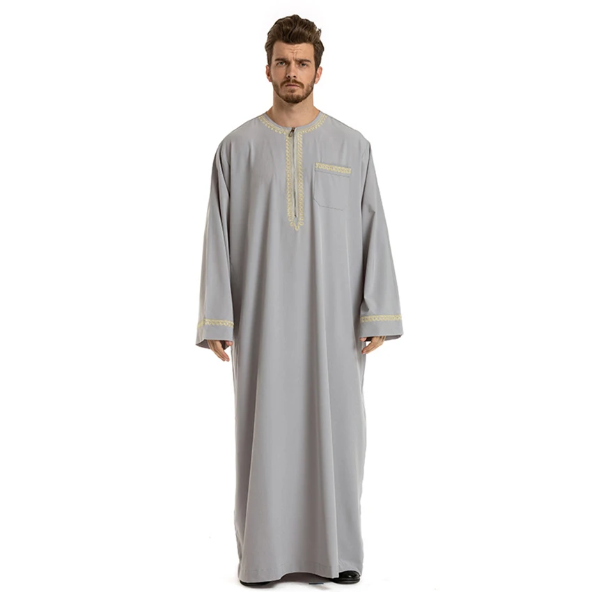 Islamo Vyrų Jubba Thobe Saudo Arabija Abaja Tradicinė Arabiška Dubajaus Ilgos Rankovės Siuvinėjimas, Drabužių Mens Musulmonų Ramadano Suknelė