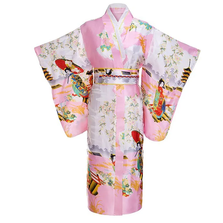 Japonijos Tradicinių Kimono Yukata Su Obi Derliaus Moterų Vakarinę Suknelę Geiša Kimono Derliaus Moterų Etape Parodyti Cosplay Kostiumas
