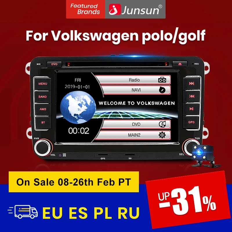 Junsun VW/Volkswagen/Golf/Polo/Tiguan/Passat/b7/b6/SEAT/leon/Skoda/Octavia Automobilio Radijo Multimedia Vaizdo Grotuvas GPS 2 din dvd