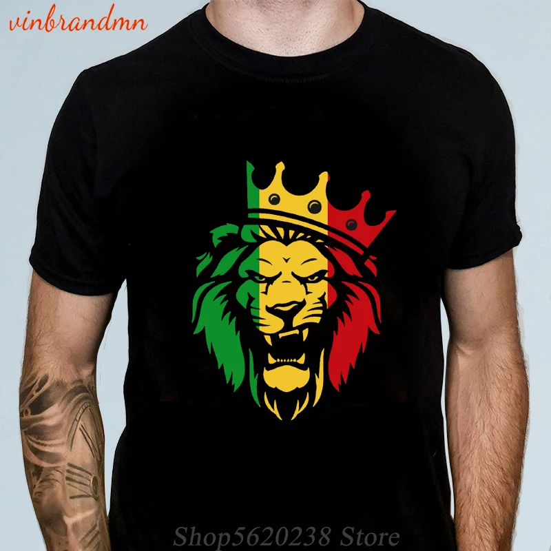 Juokinga Rasta Liūtas iš Judo vyriški Marškinėliai Grynos Medvilnės T Marškinėliai Mados Rastafarian Reggae Etiopijos Liūtas Trumpas Rankovės Naujovė Tees