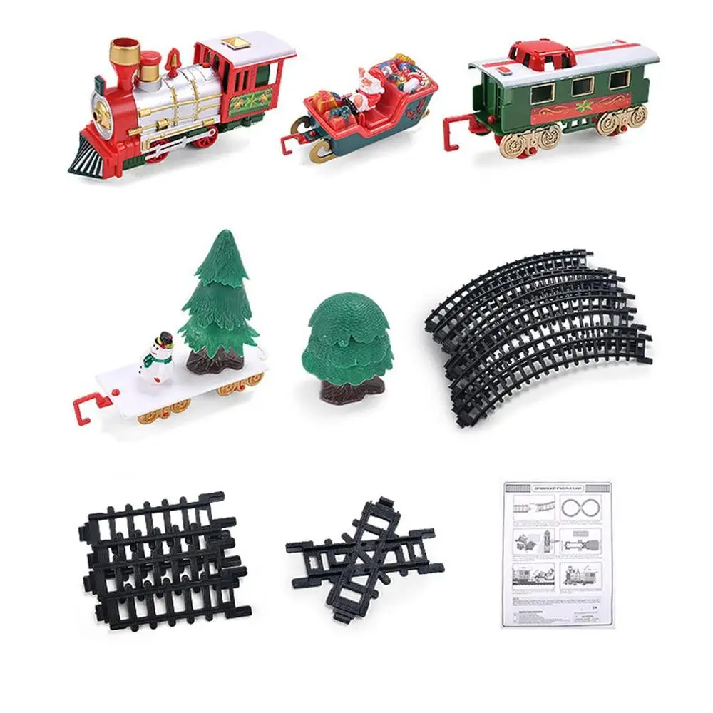 Kalėdų Elektros Geležinkelių Automobilinio Traukinio Žaislų Vaikų Elektros Žaislas Geležinkelio Traukinių sąstatų Lenktynių Kelių Transporto Pastatas, trys stiliai