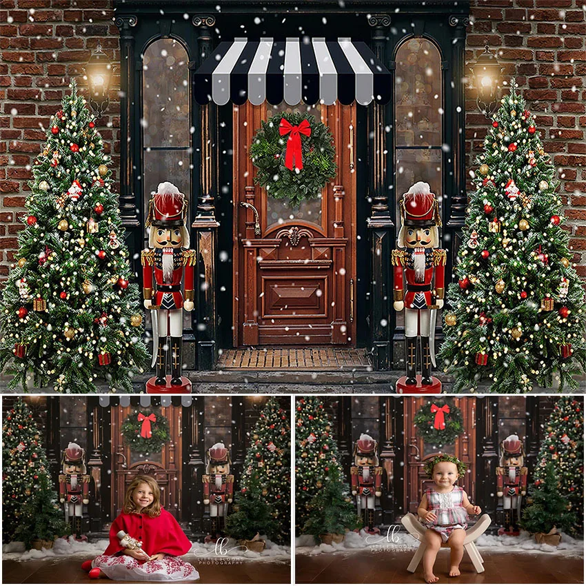 Kalėdų Fonas Fotografija, Lauko Žaislų Shoppe Medienos Durys, Naujagimis, Vaikas Portretas Fone Photoshoot Studija Rekvizitai