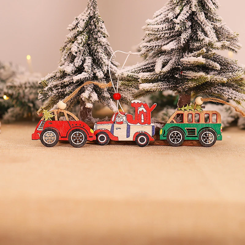 Kalėdų Medinis Pakabukas/Cartoon Automobilio Formos, Kalėdų Eglučių Papuošalai/Atmosferą Kalėdų Dekoro/Vaikams Kalėdų Dovana