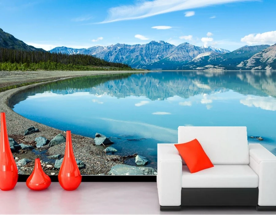 Kanada Ežeras, Kalnai, Akmenys, Dekoracijos, Ežeras, Gamta tapetai,papel de parede,svetainė, televizorius, sofa-sienos miegamajame 3d tapetai freskomis