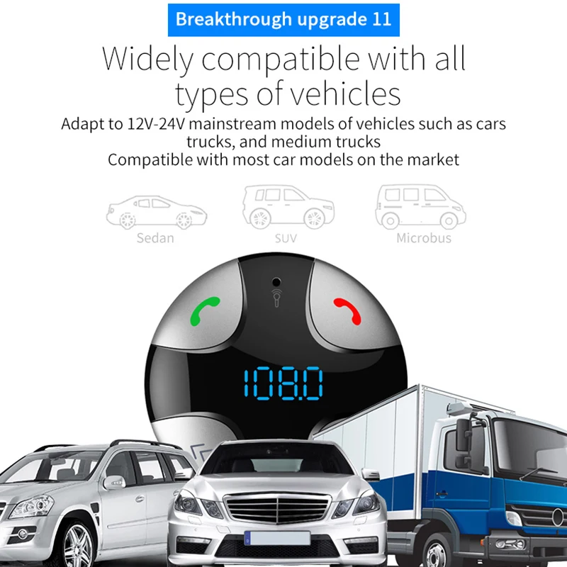 Karšto Bluetooth 4.2 FM Siųstuvas Car MP3 Garso Grotuvas, laisvų Rankų Parama TF Kortelė Automobilių Apmokestinimo Automobilių Stilius