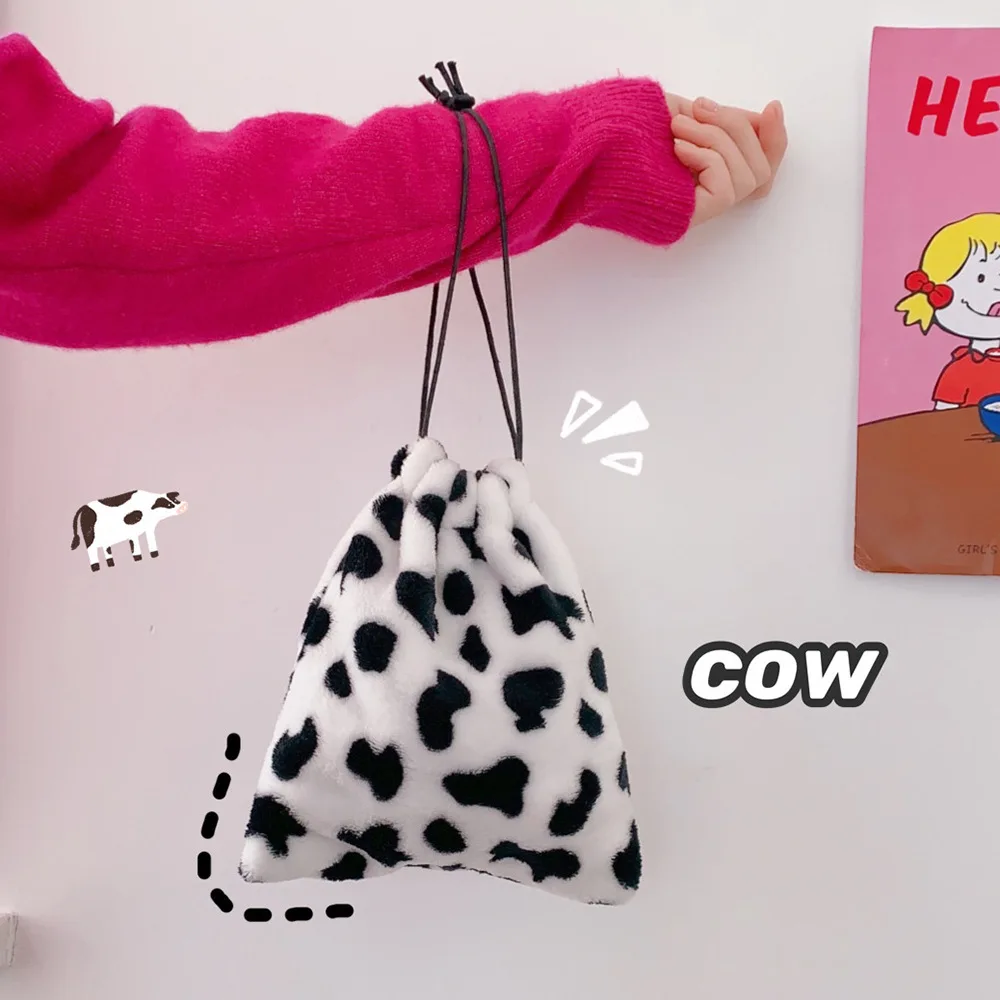 Kawaii Ins Paprastas Mielas Karvių Pluoštas Kišenėje Kosmetikos Apdailos Saugojimo Krepšys Nešiojamų Kelionių Tualetinis Krepšys Organizacija