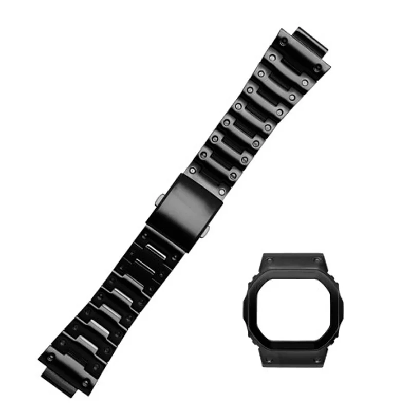 Kieto nerūdijančio plieno watchband už GW-M5610 DW5600 GW-5000 DW-5030 G-5600 žiūrėti juosta ir rėmo atveju kieto metalo apyrankė