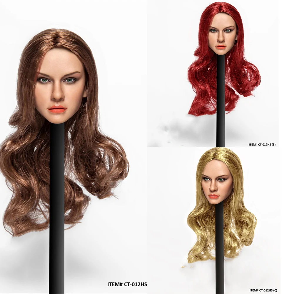 Kolekcines CT012 1/6 Moterų Galvos Skulptūra Grožio Europos Galvos Skulptūra Nulipdyta Modelis su Ruda/Raudona/Šviesūs Plaukai 12