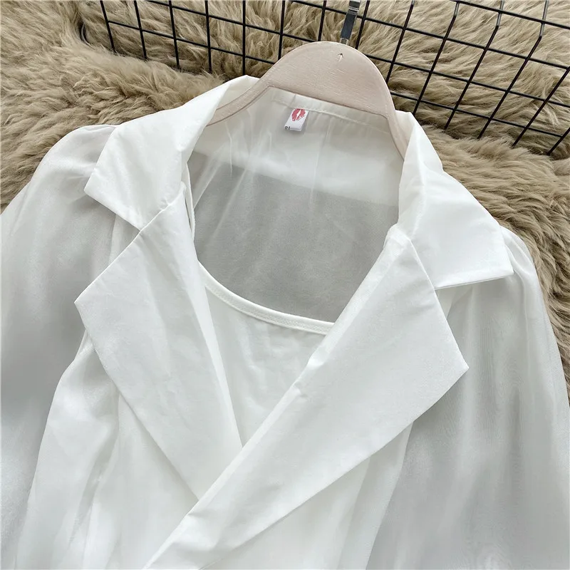 Korėjos Ponios Kostiumas Apykaklės Marškinėliai Moterims ilgomis Rankovėmis Lotus Lapų Krašto Balta Palaidinė Moteris Šifono Marškinėliai Basic Viršuje Feminino Blusas