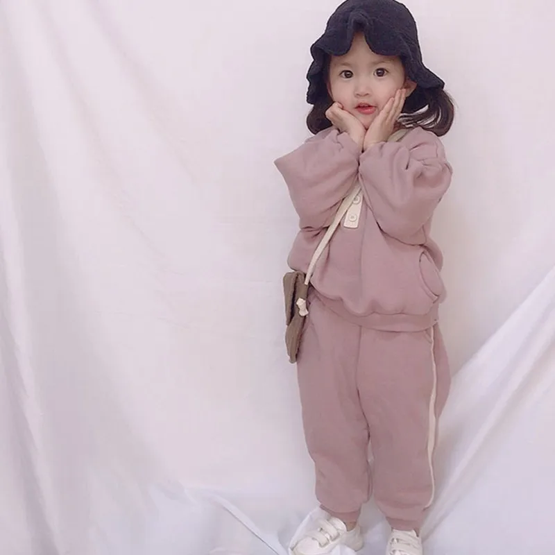 Korėjos Vaikų Drabužių 2019 M. Rudenį Maži Vaikai, Berniukai ir Mergaitės, Spalvų Megztinis Raišteliu Viršuje Atsitiktinis Kelnės Kostiumas