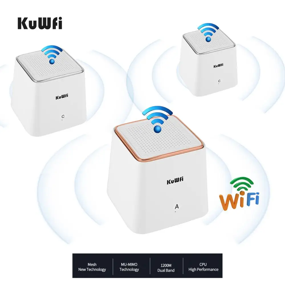 KuWFi Dual-band 2.4/5 ghz AC1200 Wireless Gigabit Akių Wifi Maršrutizatorius Visą Namų Aprėptis Pašalinti network-laisvosios zonos