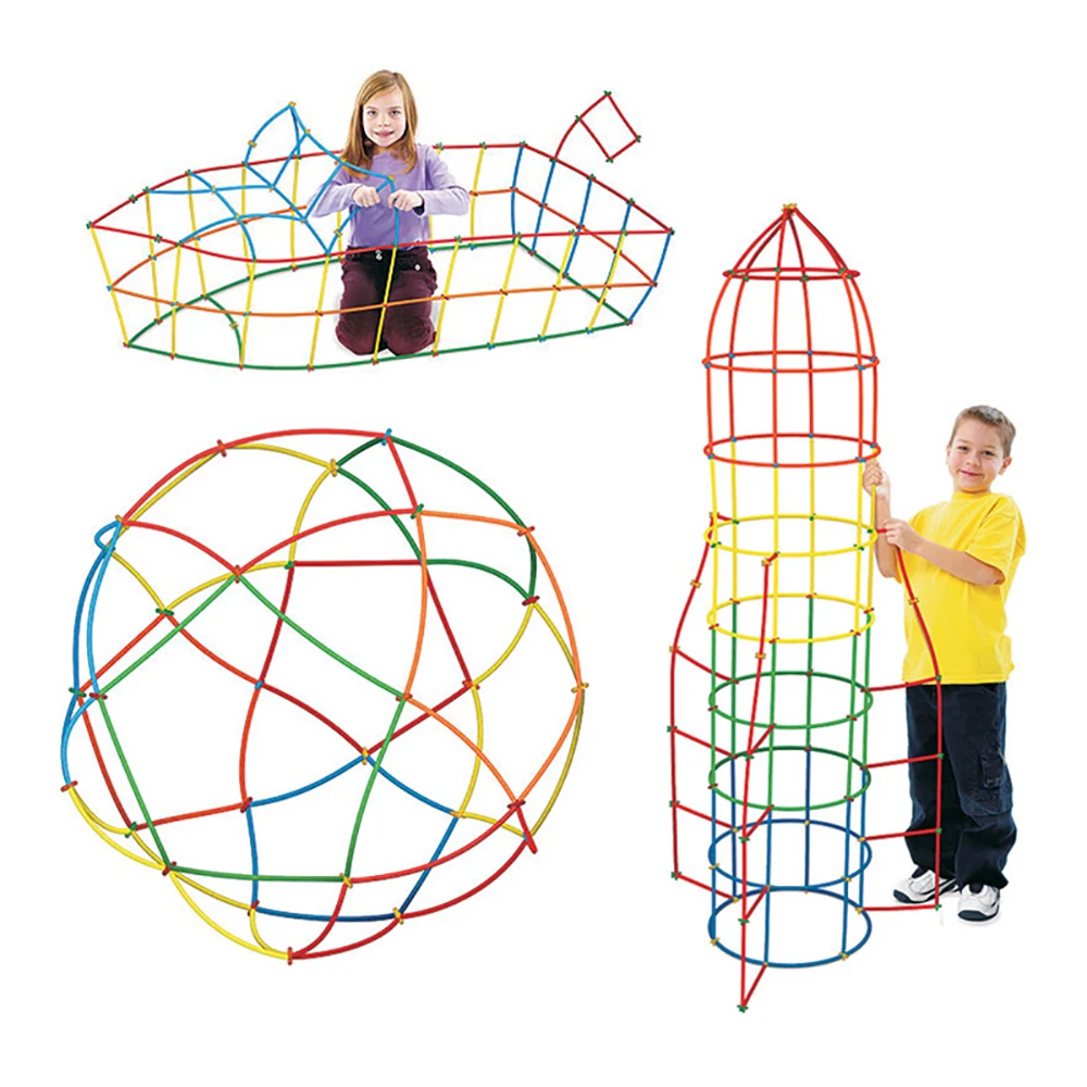 Kūdikių Įspūdį Prajita 50pcs/350pcs Vaikų Puzzle Šiaudų Blokų Pipete Susiuvimo Asamblėjos Šiaudų Statyti Blokus Kūrybinis Žaislas Norma